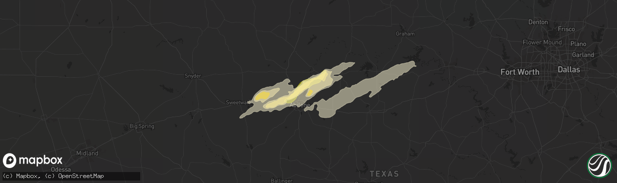 Hail map in Abilene, TX on November 16, 2015