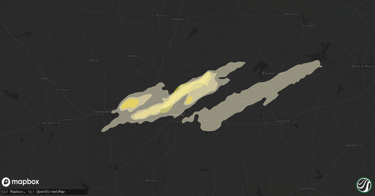 Hail map in Abilene, TX on November 16, 2015