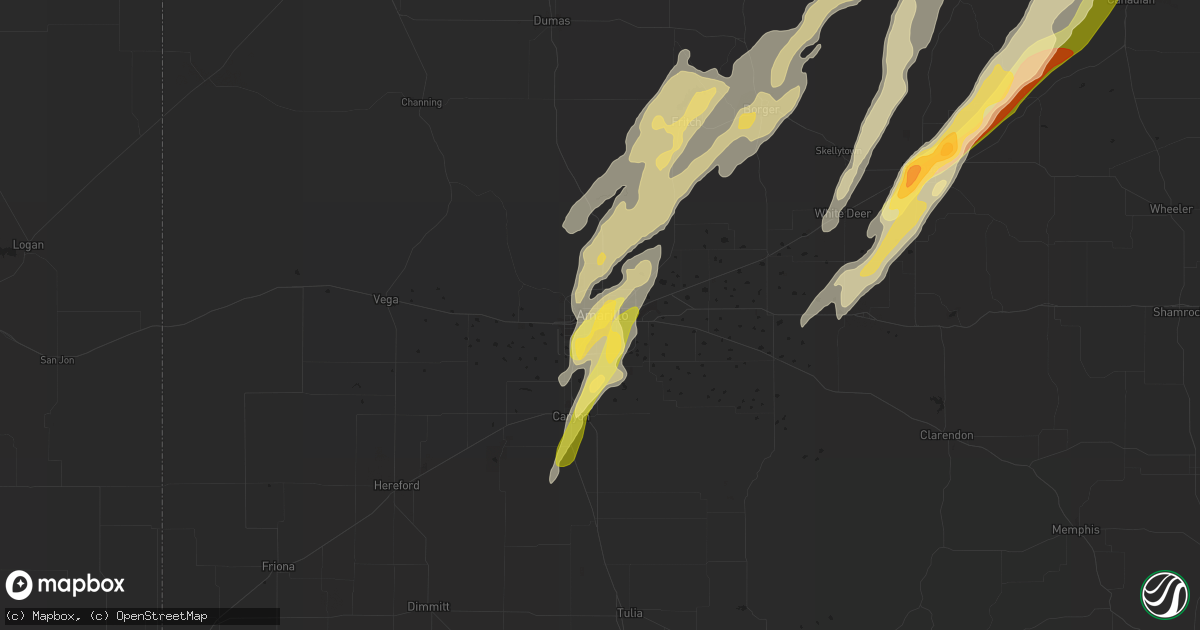 Hail map in Amarillo, TX on November 16, 2015