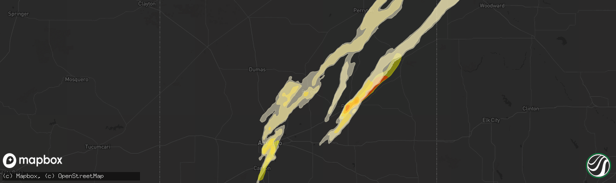 Hail map in Borger, TX on November 16, 2015