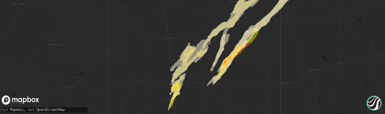 Hail map in Fritch, TX on November 16, 2015