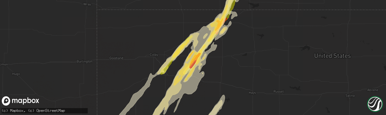 Hail map in Hoxie, KS on November 16, 2015