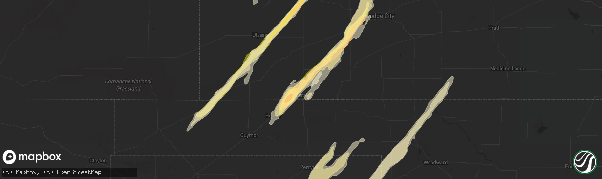 Hail map in Liberal, KS on November 16, 2015