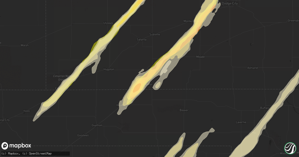 Hail map in Liberal, KS on November 16, 2015