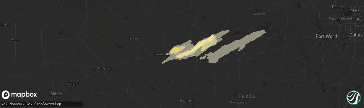 Hail map in Merkel, TX on November 16, 2015