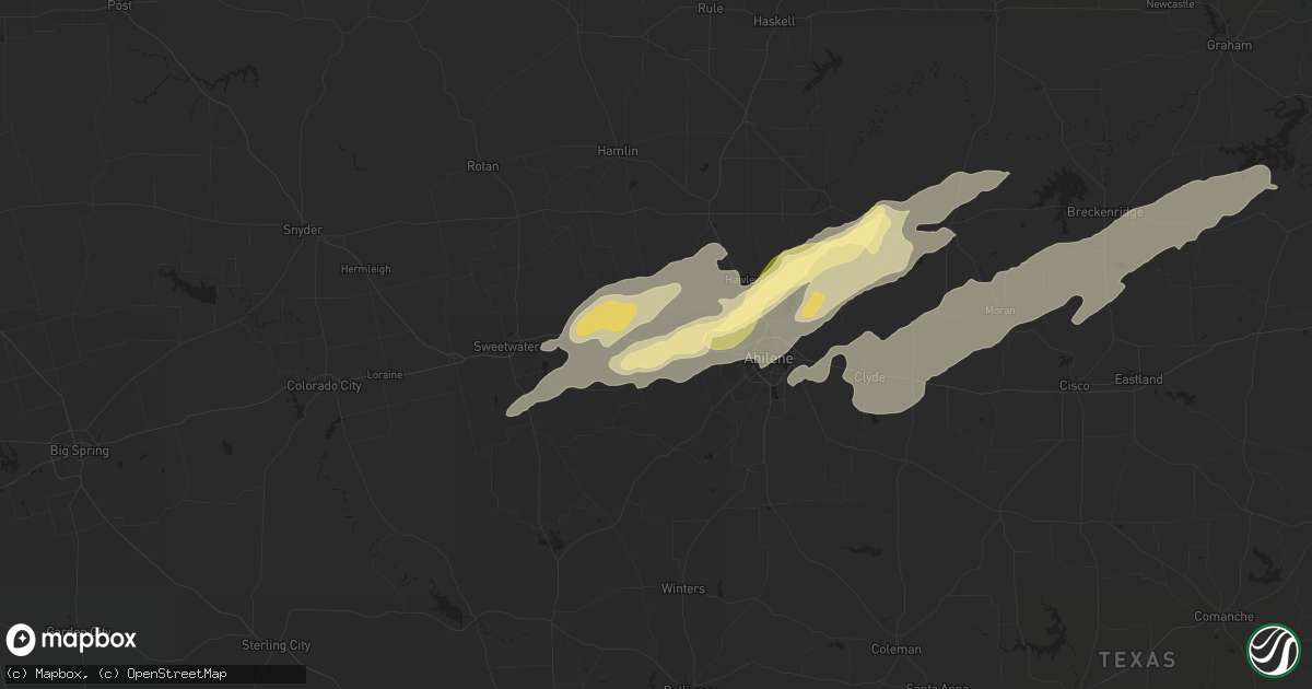 Hail map in Merkel, TX on November 16, 2015
