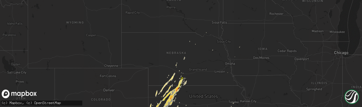 Hail map in Nebraska on November 16, 2015