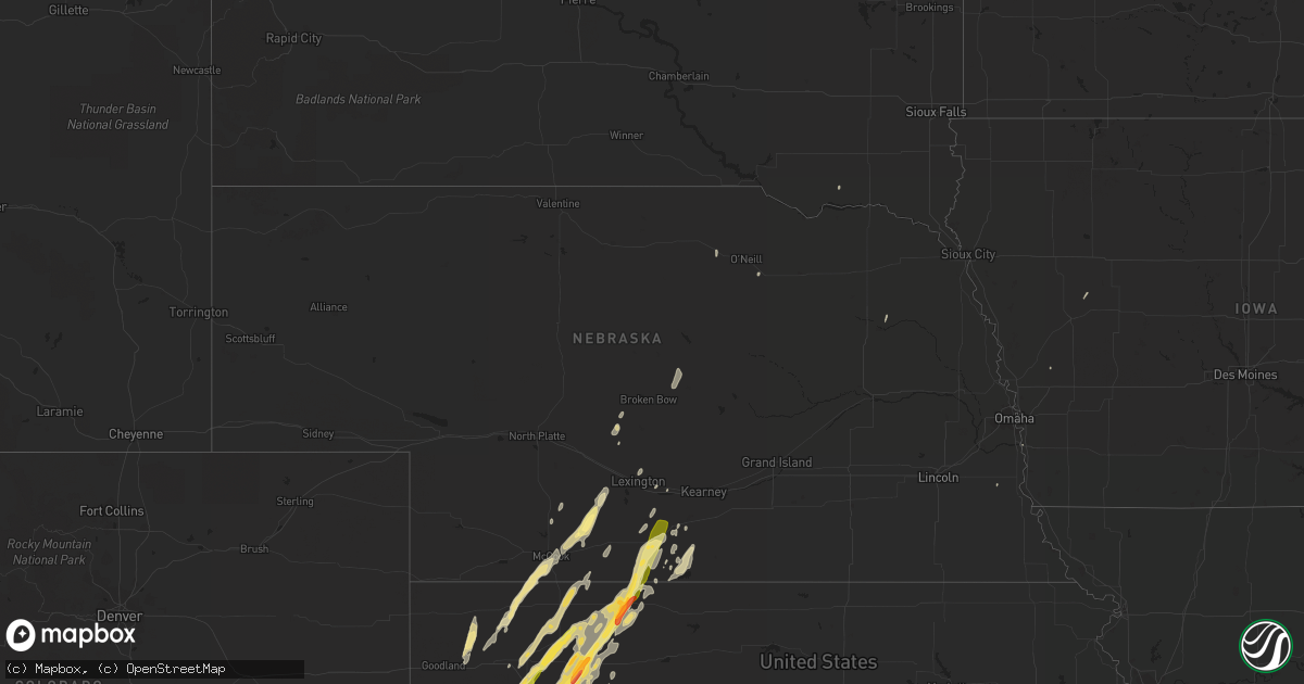 Hail map in Nebraska on November 16, 2015