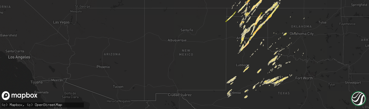 Hail map in New Mexico on November 16, 2015