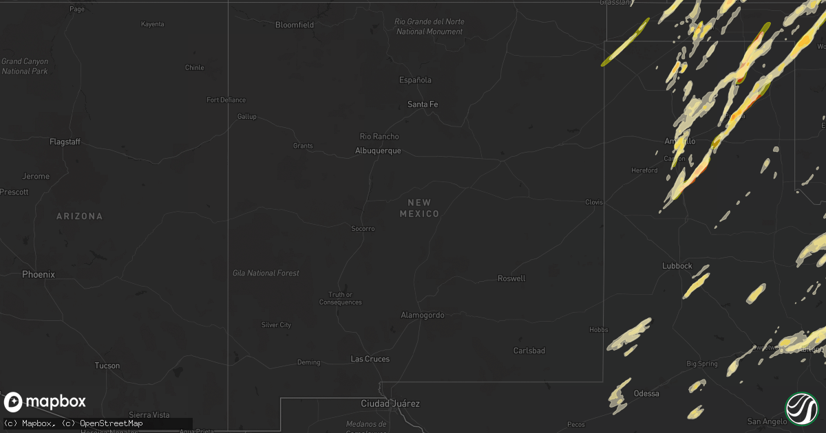 Hail map in New Mexico on November 16, 2015