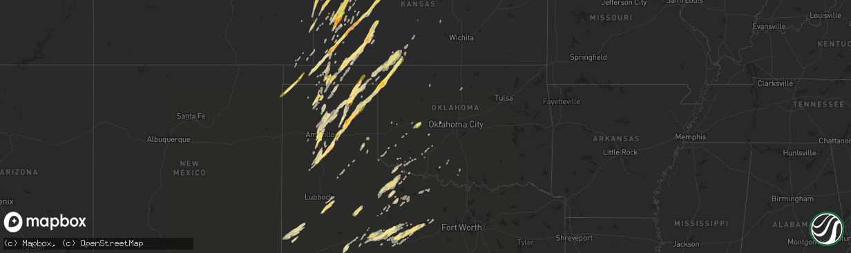 Hail map in Oklahoma on November 16, 2015