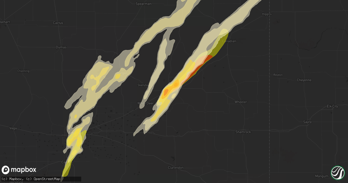 Hail map in Pampa, TX on November 16, 2015