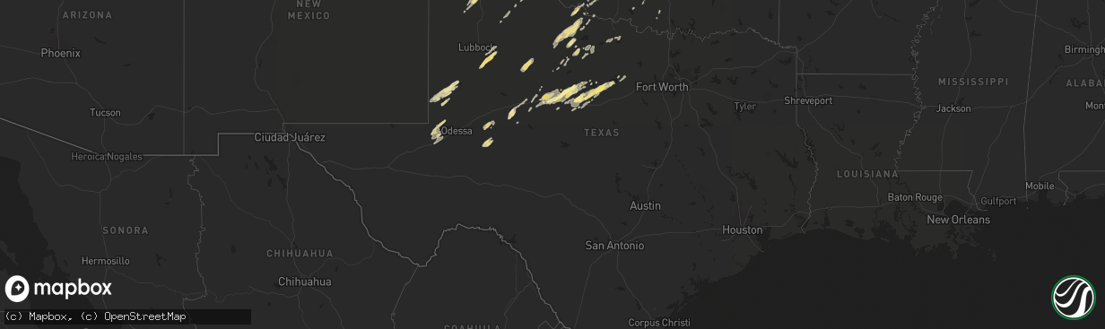 Hail map in Texas on November 16, 2015