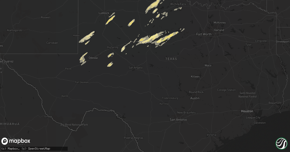 Hail map in Texas on November 16, 2015