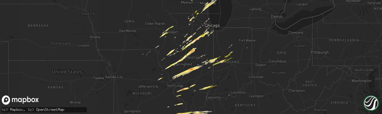 Hail map in Illinois on November 17, 2013