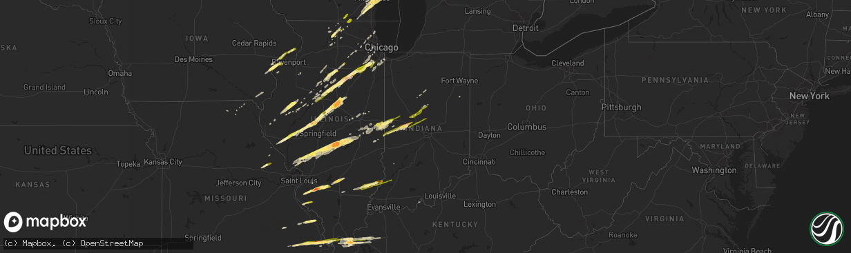 Hail map in Indiana on November 17, 2013