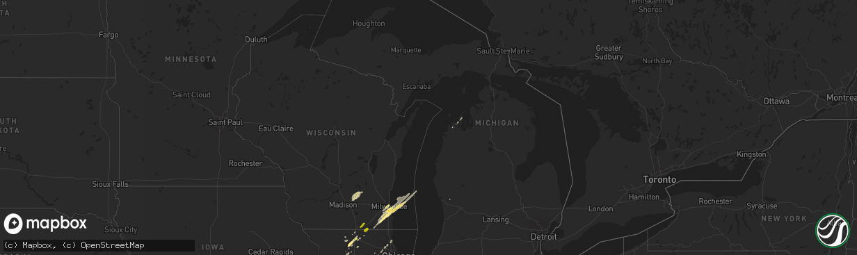 Hail map in Michigan on November 17, 2013