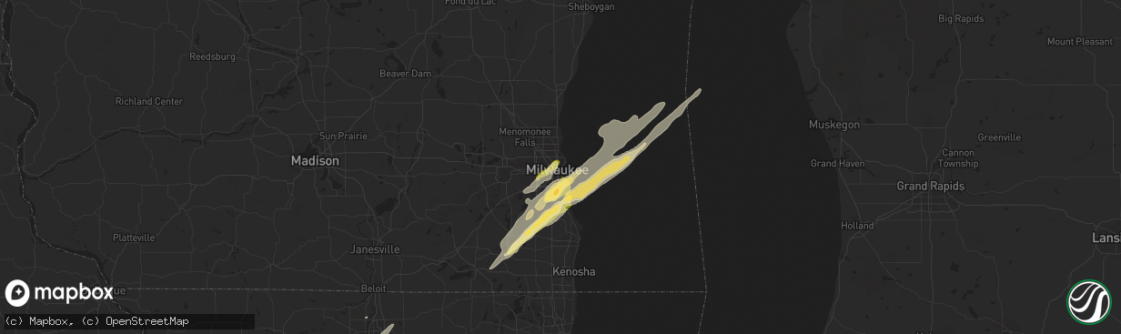 Hail map in Milwaukee, WI on November 17, 2013