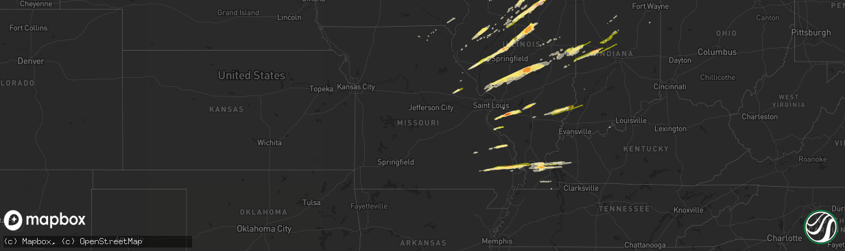 Hail map in Missouri on November 17, 2013