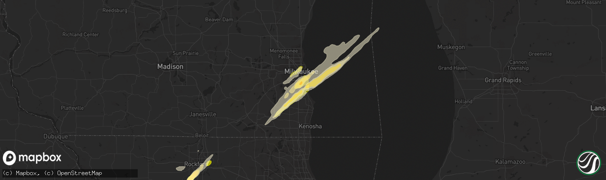 Hail map in Oak Creek, WI on November 17, 2013