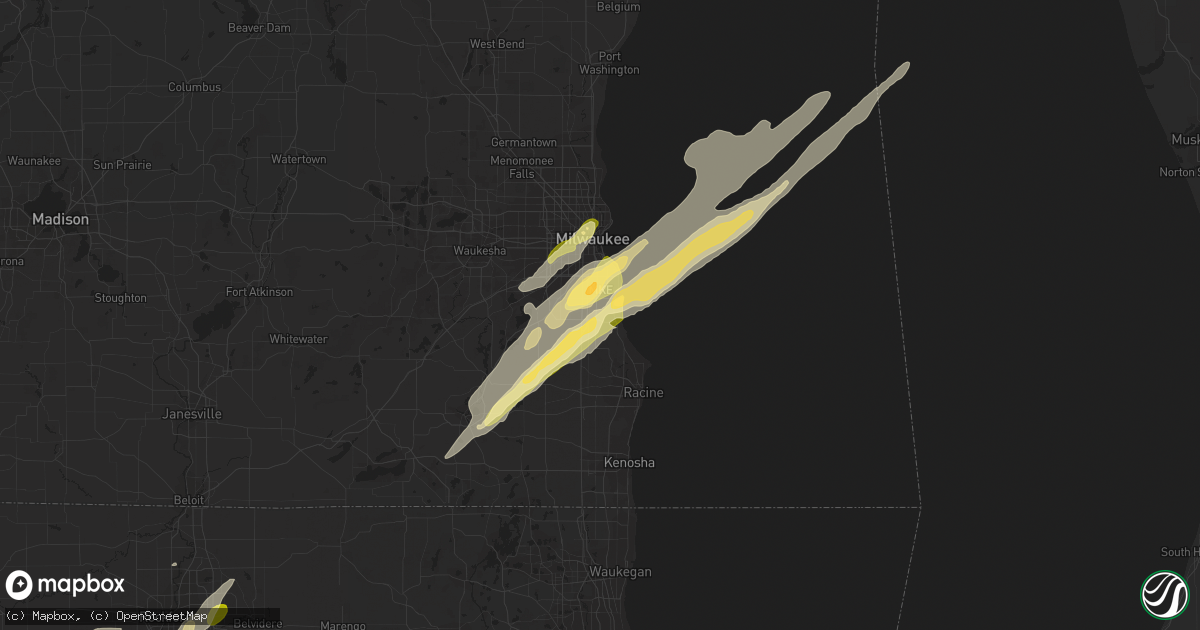 Hail map in Oak Creek, WI on November 17, 2013