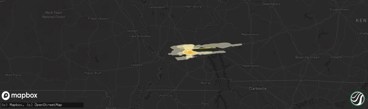 Hail map in Paducah, KY on November 17, 2013