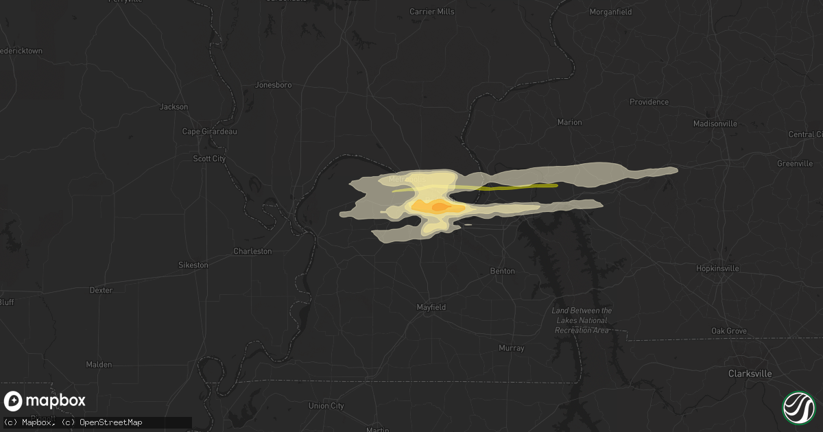 Hail map in Paducah, KY on November 17, 2013
