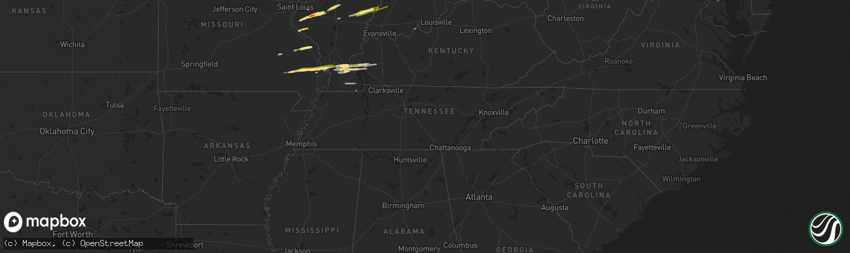 Hail map in Tennessee on November 17, 2013