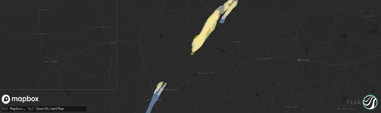 Hail map in Ackerly, TX on November 17, 2024