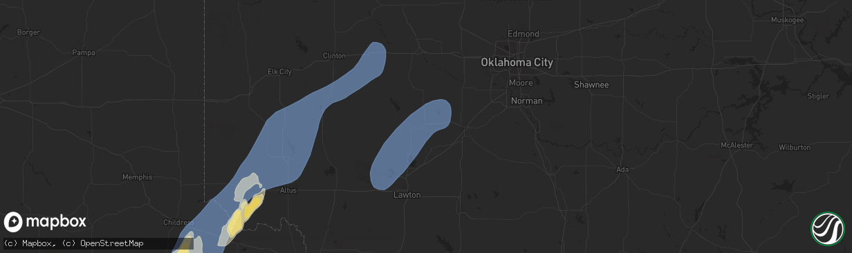 Hail map in Anadarko, OK on November 17, 2024