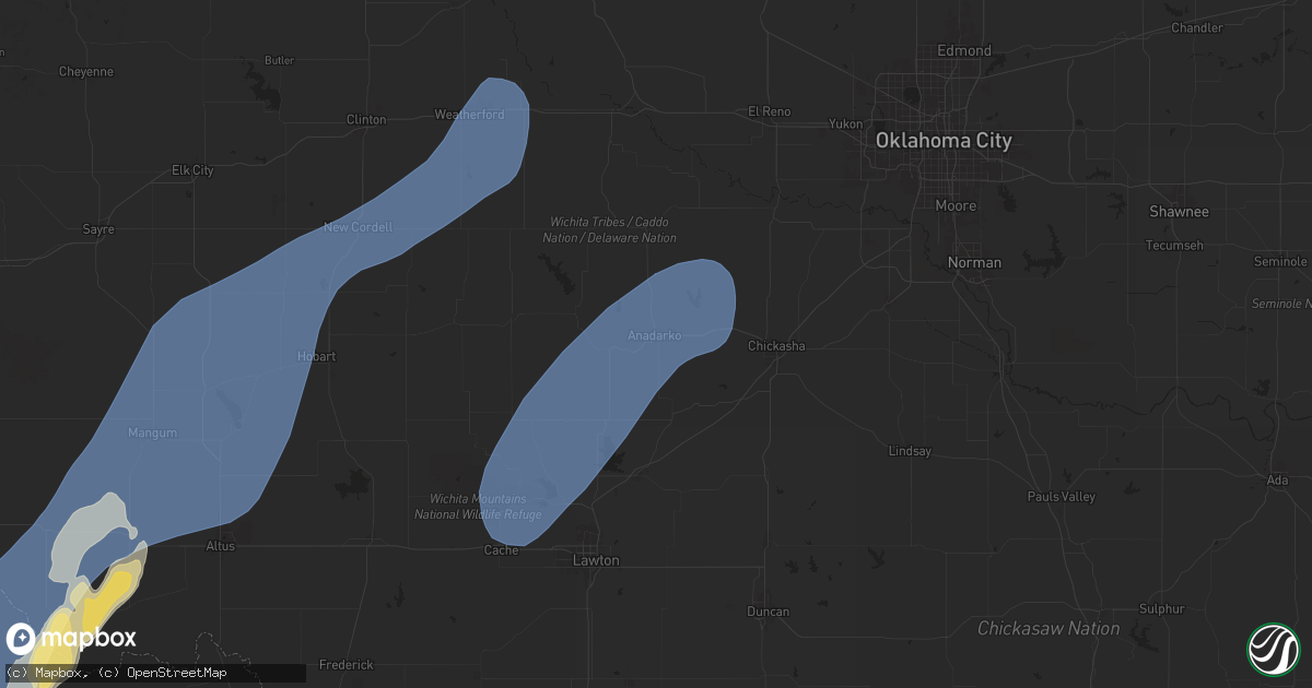 Hail map in Anadarko, OK on November 17, 2024