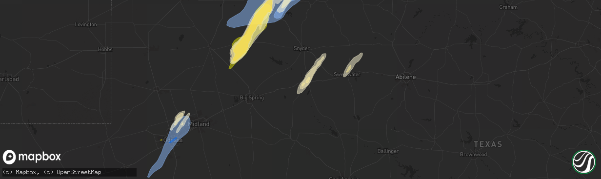 Hail map in Colorado City, TX on November 17, 2024