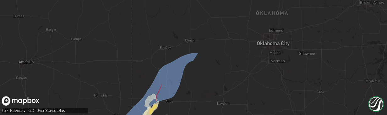 Hail map in Cordell, OK on November 17, 2024