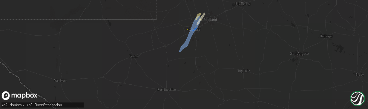 Hail map in Crane, TX on November 17, 2024