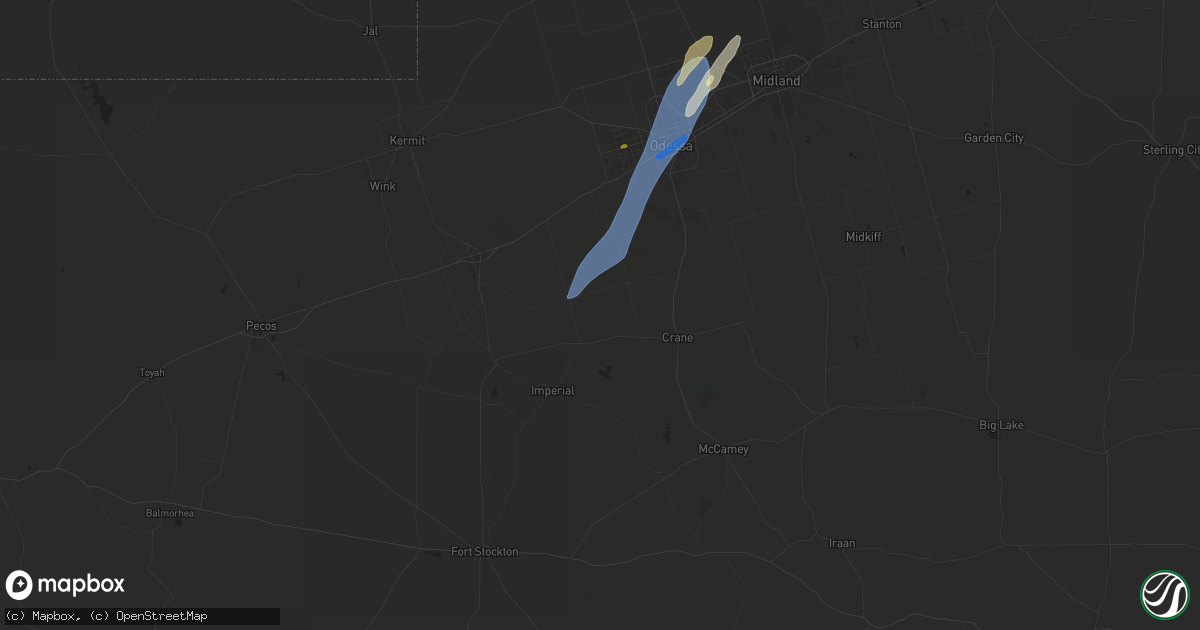 Hail map in Crane, TX on November 17, 2024