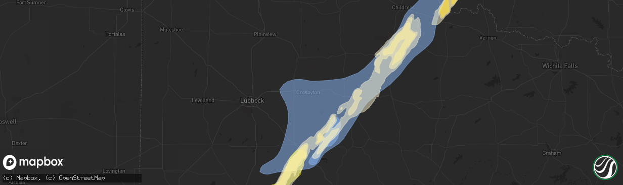 Hail map in Crosbyton, TX on November 17, 2024