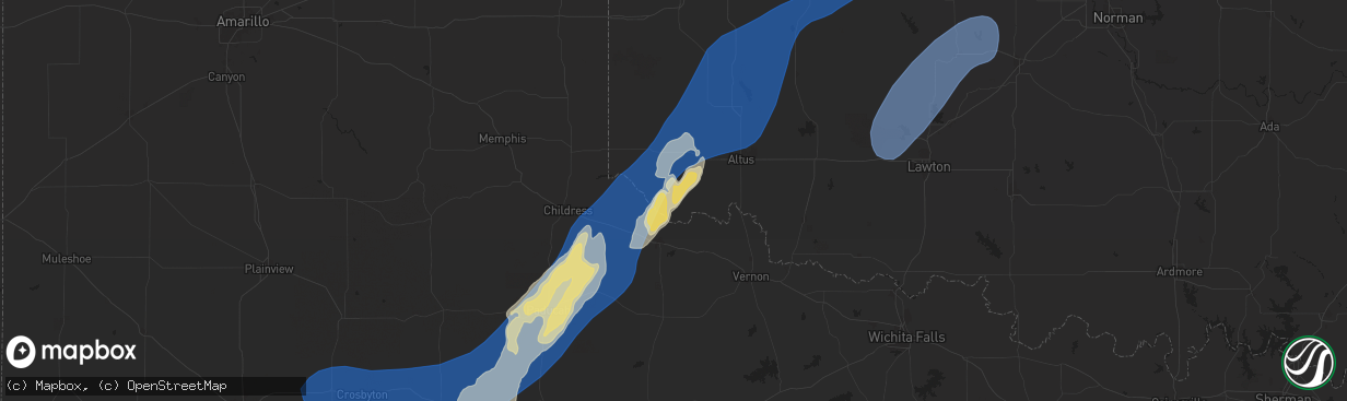 Hail map in Eldorado, OK on November 17, 2024