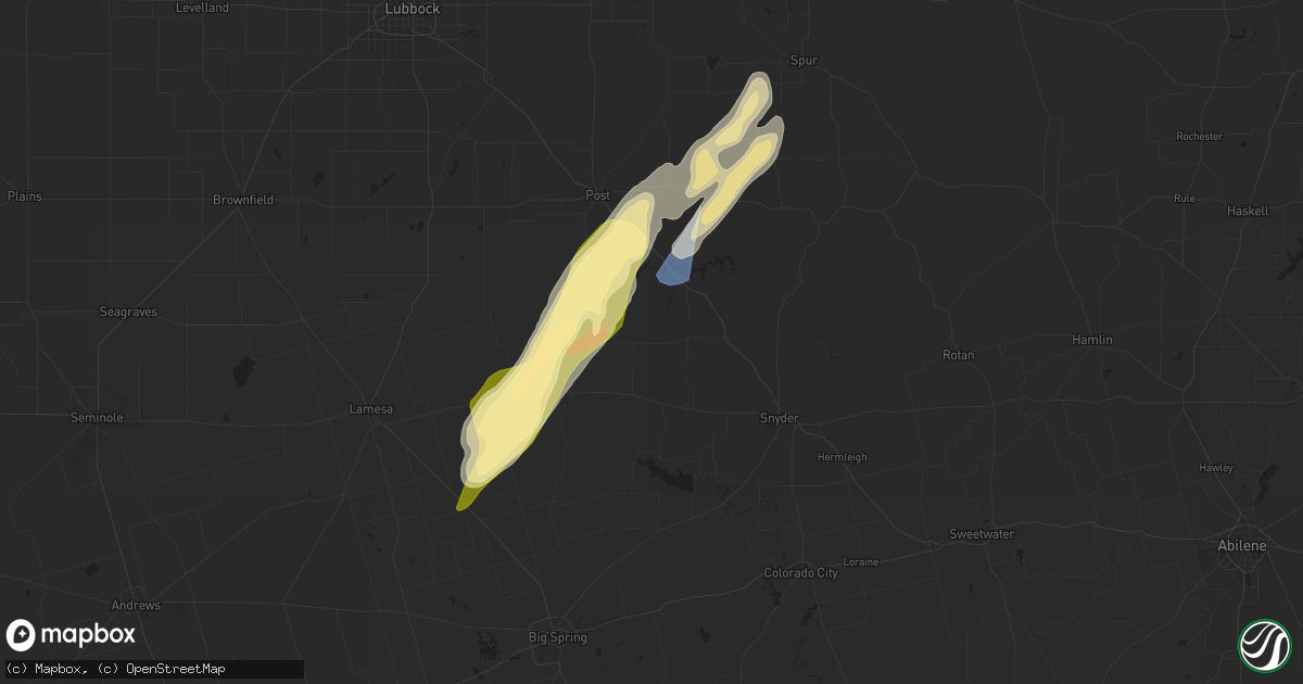 Hail map in Fluvanna, TX on November 17, 2024