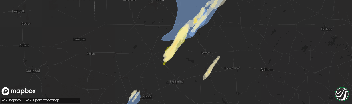 Hail map in Gail, TX on November 17, 2024