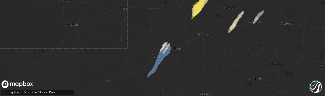 Hail map in Gardendale, TX on November 17, 2024