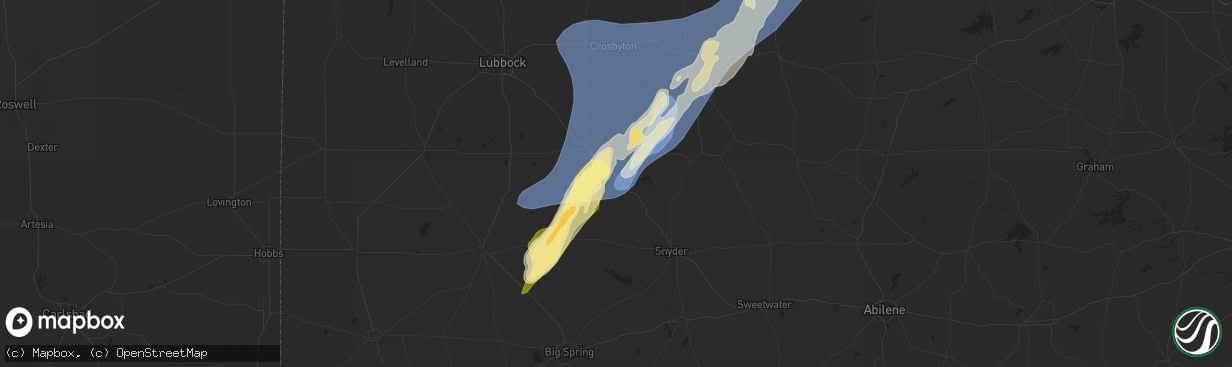 Hail map in Justiceburg, TX on November 17, 2024