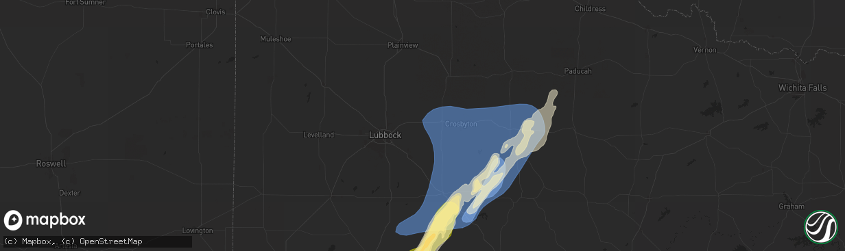 Hail map in Lorenzo, TX on November 17, 2024