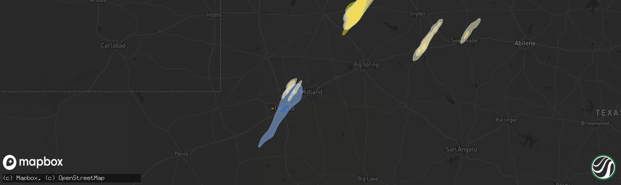 Hail map in Midland, TX on November 17, 2024