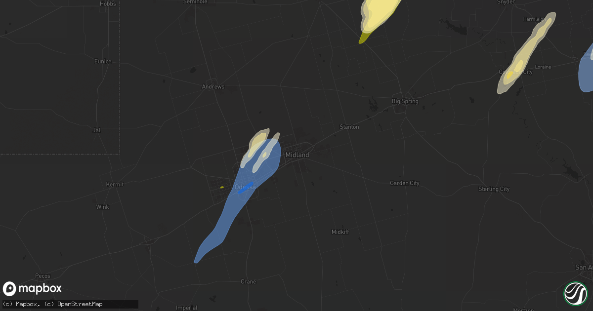 Hail map in Midland, TX on November 17, 2024