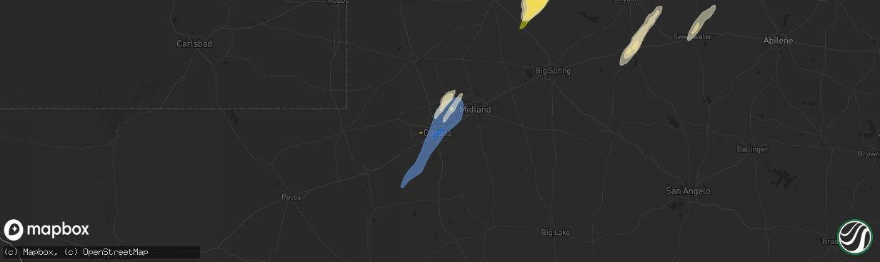 Hail map in Odessa, TX on November 17, 2024