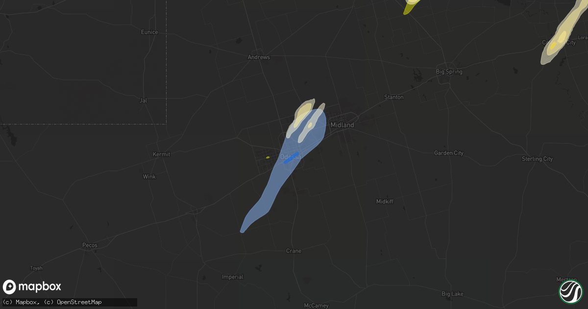 Hail map in Odessa, TX on November 17, 2024