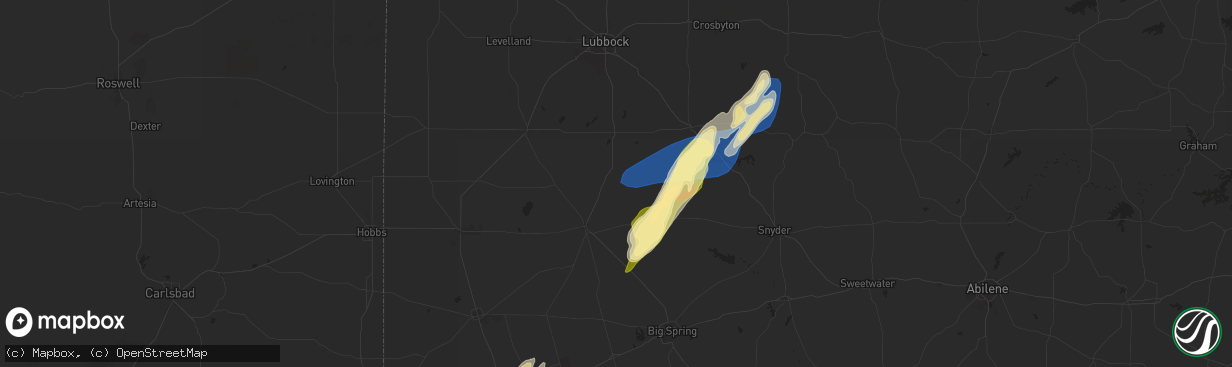 Hail map in Odonnell, TX on November 17, 2024