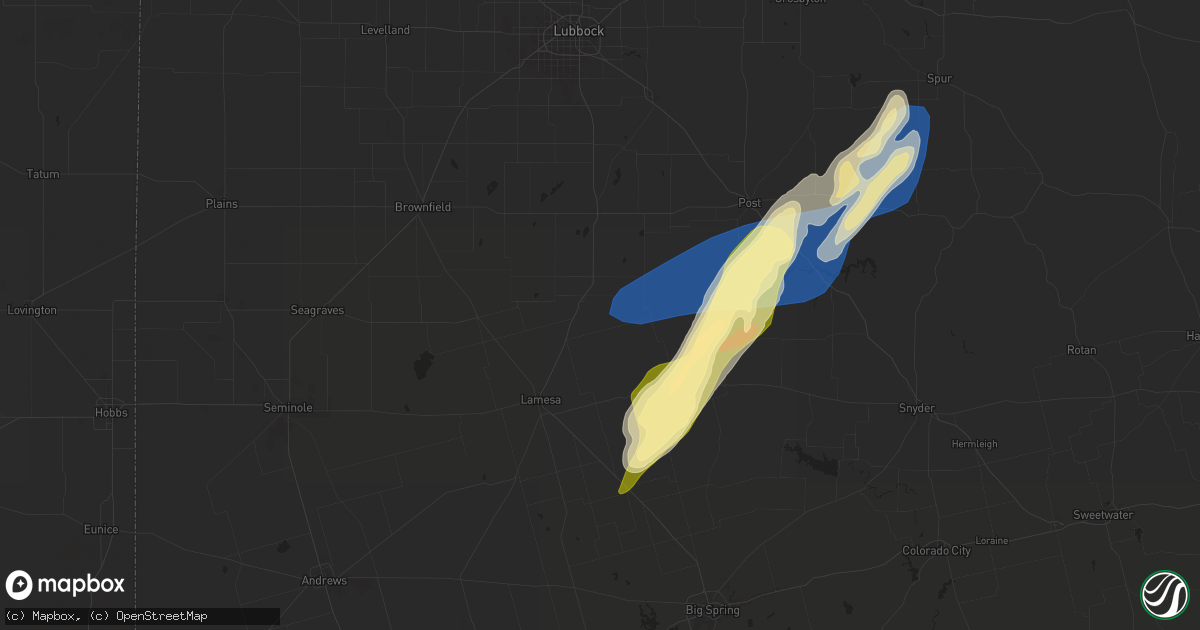 Hail map in Odonnell, TX on November 17, 2024