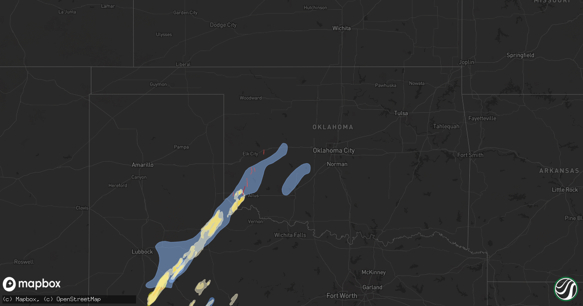Hail map in Oklahoma on November 17, 2024