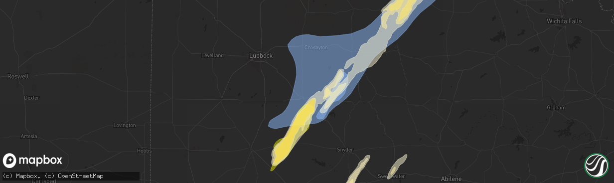 Hail map in Post, TX on November 17, 2024